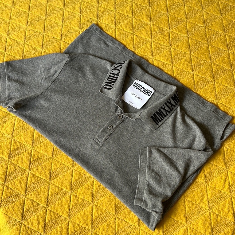 Moschino Mens Polo logo stitched collar